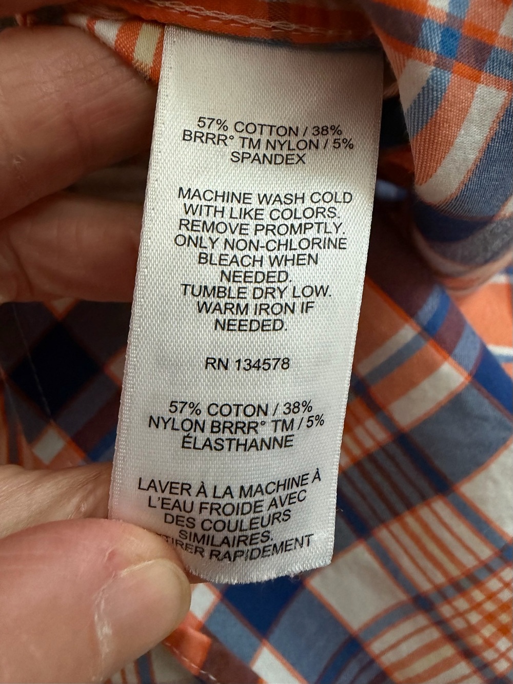 Vineyard Vines On-The-Go Performance Men's L Plaid Button Down Shirt Orange Blue - Picture 5 of 7